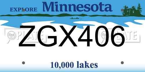 ZGX406 Minnesota License Plate
