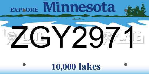 ZGY2971 Minnesota License Plate