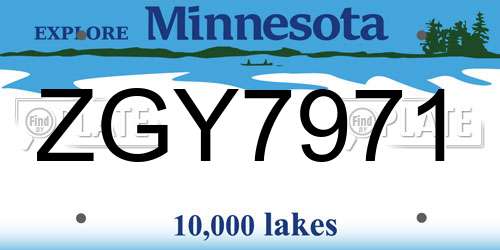 ZGY7971 Minnesota License Plate