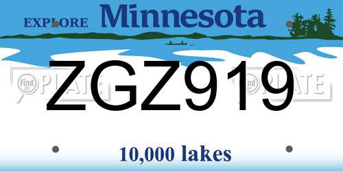ZGZ919 Minnesota License Plate