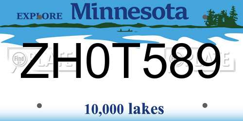 ZH0T589 Minnesota License Plate