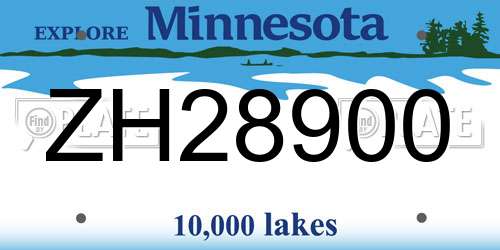 ZH28900 Minnesota License Plate