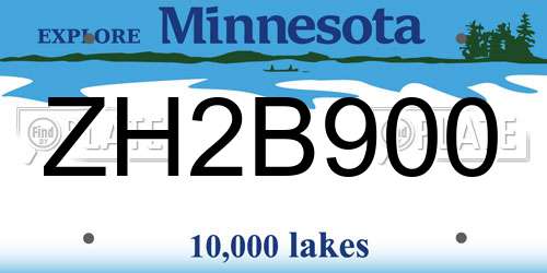 ZH2B900 Minnesota License Plate
