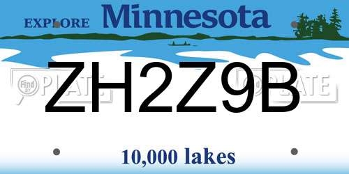 ZH2Z9B Minnesota License Plate
