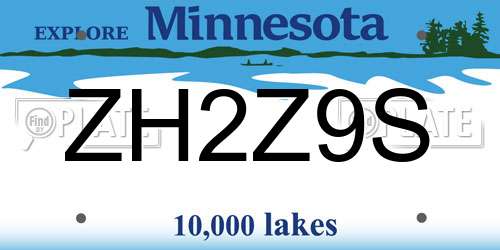 ZH2Z9S Minnesota License Plate