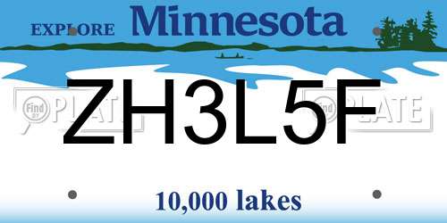 ZH3L5F Minnesota License Plate