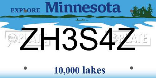 ZH3S4Z Minnesota License Plate