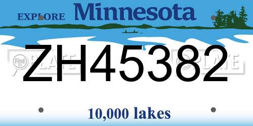 ZH45382 Minnesota License Plate