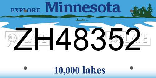 ZH48352 Minnesota License Plate