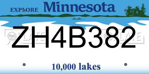 ZH4B382 Minnesota License Plate