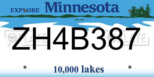 ZH4B387 Minnesota License Plate