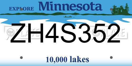 ZH4S352 Minnesota License Plate