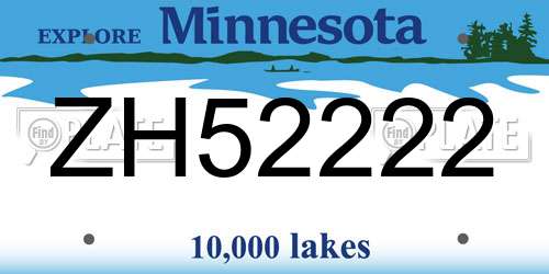ZH52222 Minnesota License Plate