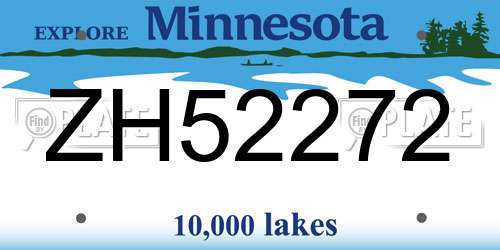 ZH52272 Minnesota License Plate