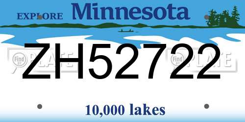 ZH52722 Minnesota License Plate