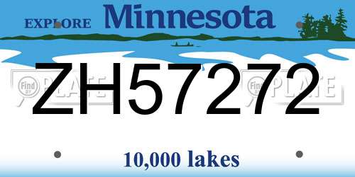 ZH57272 Minnesota License Plate