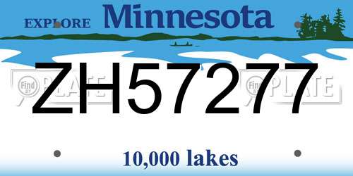 ZH57277 Minnesota License Plate