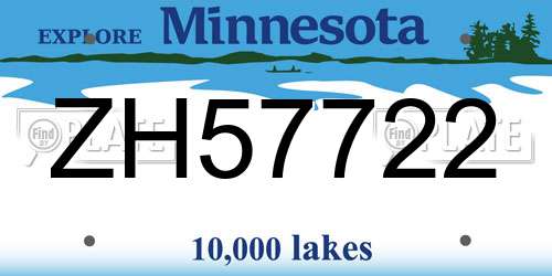 ZH57722 Minnesota License Plate