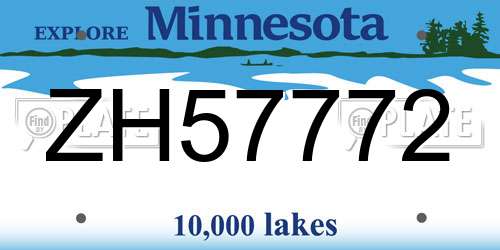 ZH57772 Minnesota License Plate