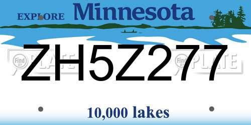 ZH5Z277 Minnesota License Plate