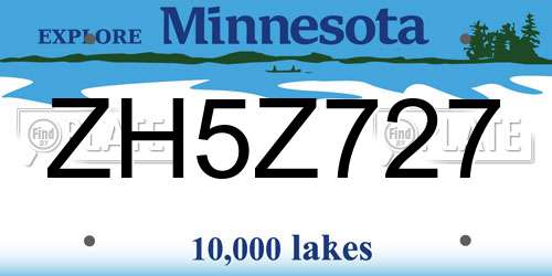 ZH5Z727 Minnesota License Plate