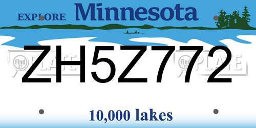 ZH5Z772 Minnesota License Plate