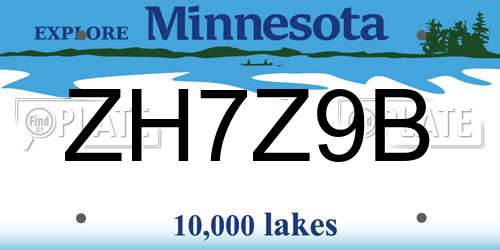 ZH7Z9B Minnesota License Plate