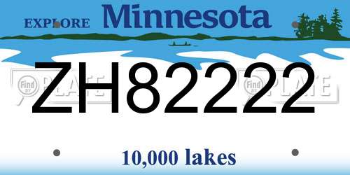 ZH82222 Minnesota License Plate