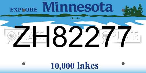 ZH82277 Minnesota License Plate