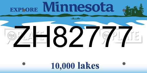 ZH82777 Minnesota License Plate