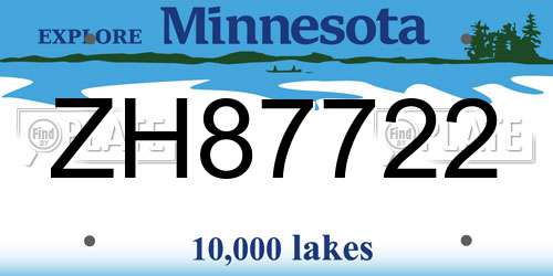 ZH87722 Minnesota License Plate
