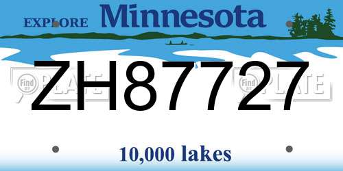 ZH87727 Minnesota License Plate