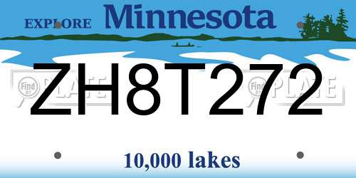 ZH8T272 Minnesota License Plate