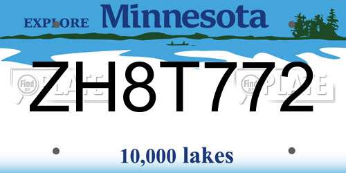 ZH8T772 Minnesota License Plate