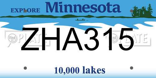 ZHA315 Minnesota License Plate