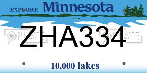 ZHA334 Minnesota License Plate