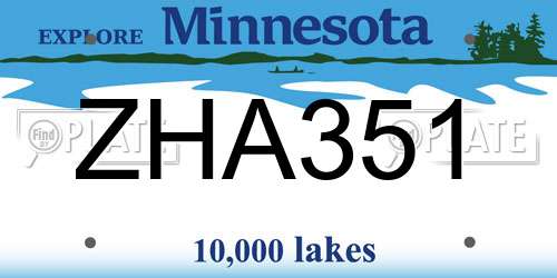 ZHA351 Minnesota License Plate