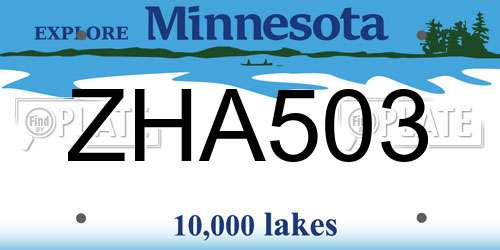 ZHA503 Minnesota License Plate