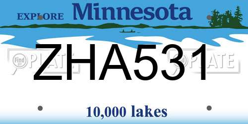 ZHA531 Minnesota License Plate