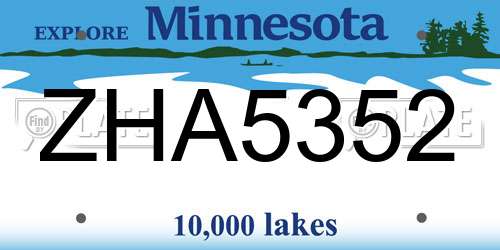 ZHA5352 Minnesota License Plate