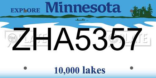 ZHA5357 Minnesota License Plate