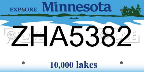 ZHA5382 Minnesota License Plate