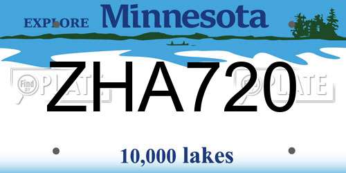 ZHA720 Minnesota License Plate