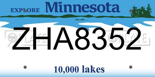 ZHA8352 Minnesota License Plate