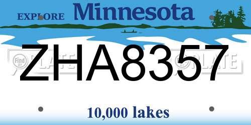 ZHA8357 Minnesota License Plate