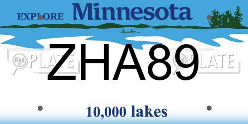 ZHA89 Minnesota License Plate