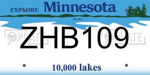 ZHB109 Minnesota License Plate