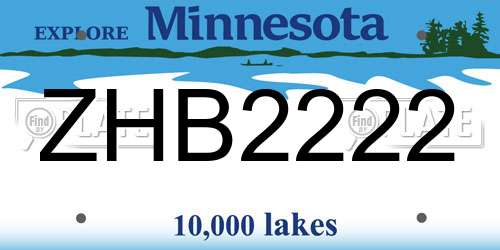 ZHB2222 Minnesota License Plate