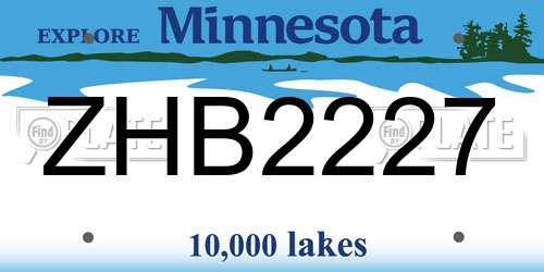 ZHB2227 Minnesota License Plate