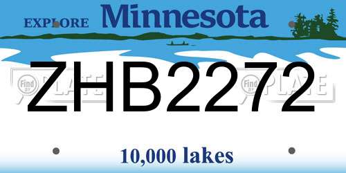 ZHB2272 Minnesota License Plate